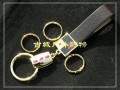 韩国777-X4647G黑色真皮三环钥匙扣