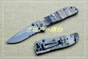 正品工包CRKT6460RT全钢迷彩柄半齿快开折刀